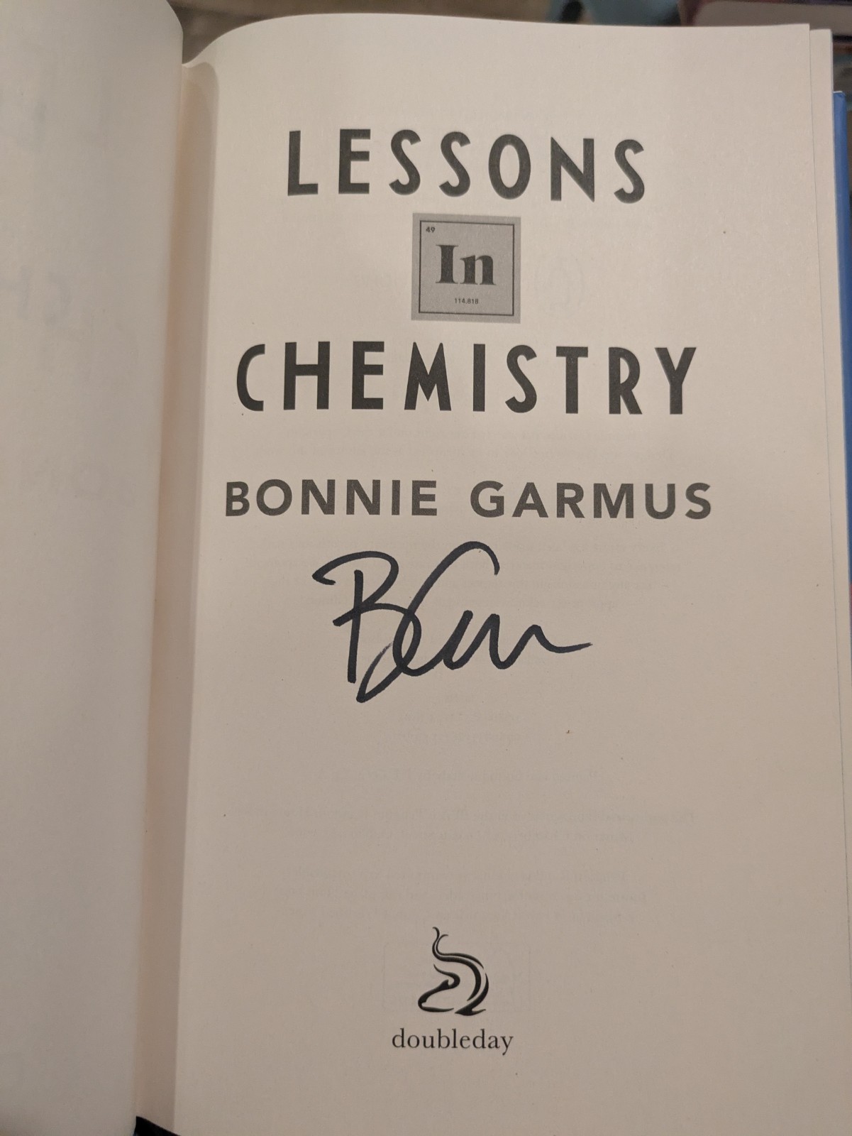 Lessons in Chemistry by Bonnie Garmus Hardcover UK SIGNED