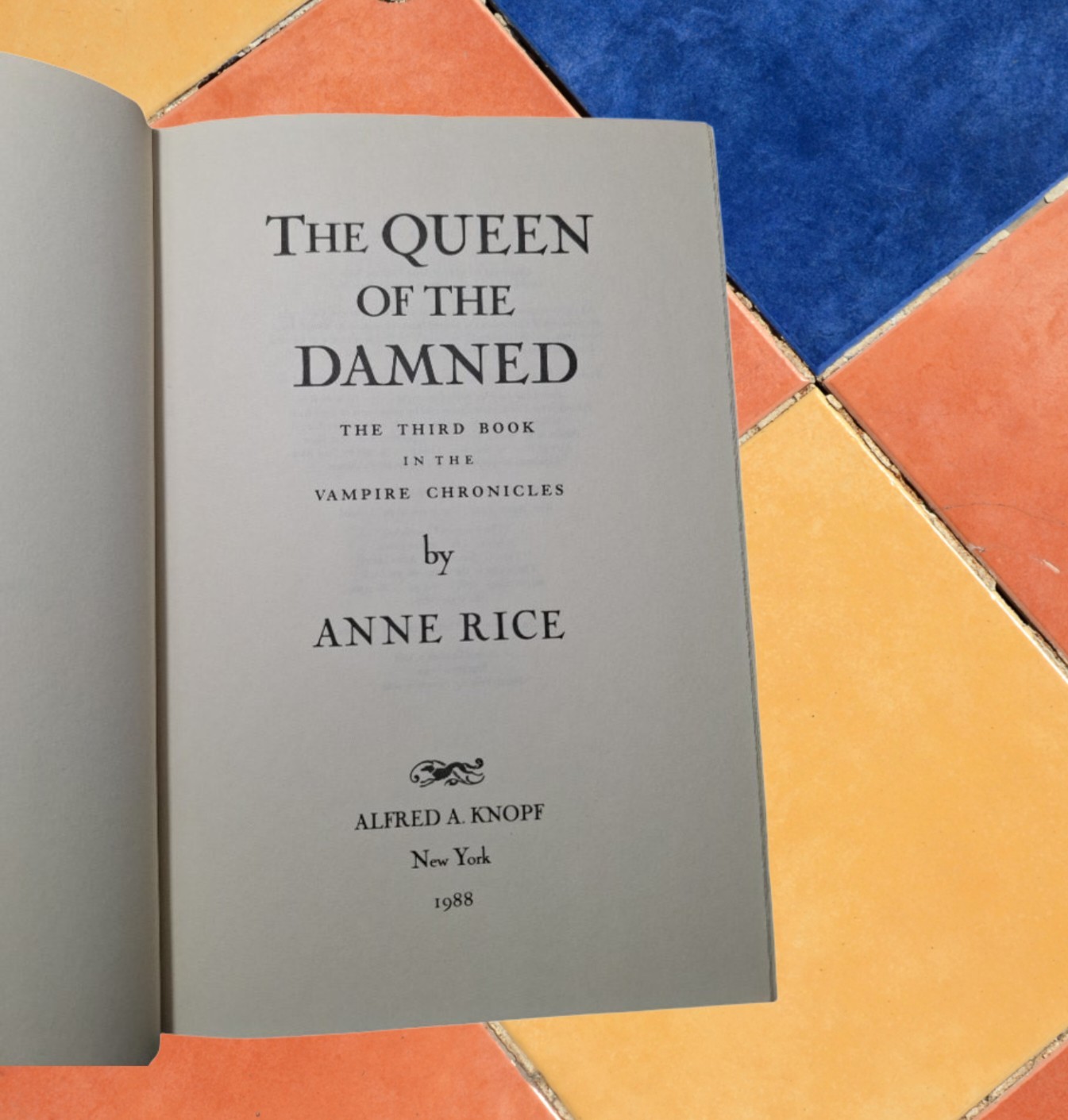 Alfred A. Knopf The Queen of the Damned Anne Rice Hardcover 1988