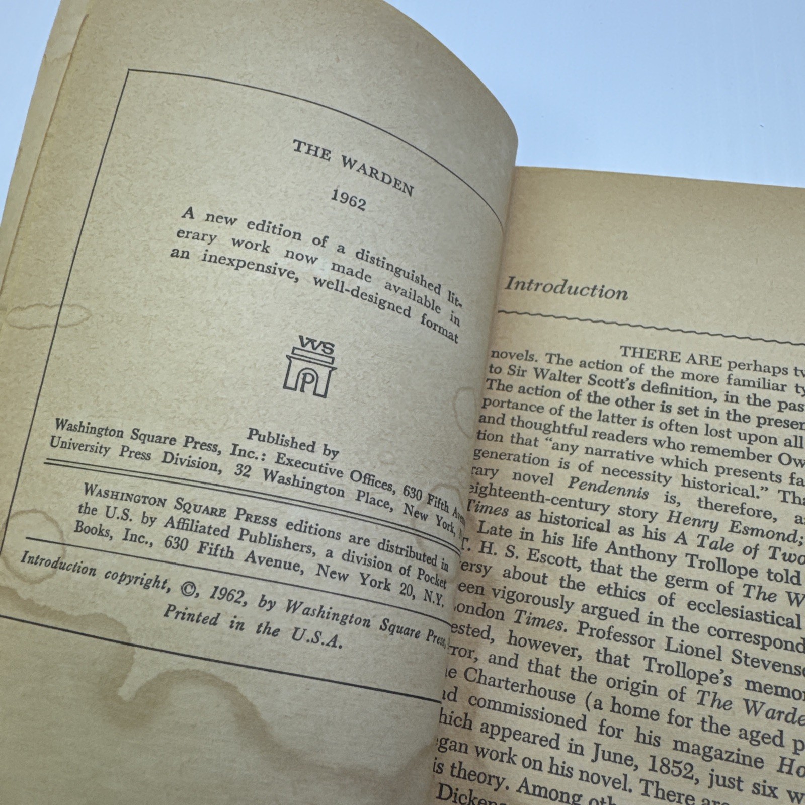 The Warden Anthony Trollope Paperback 1962 Washington Square Press