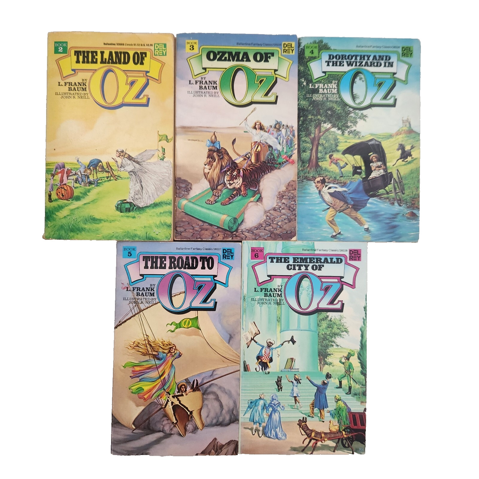 Oz Books 2-6 L Frank Baum Del Rey Fantasy Classic Vintage Paperback Editions