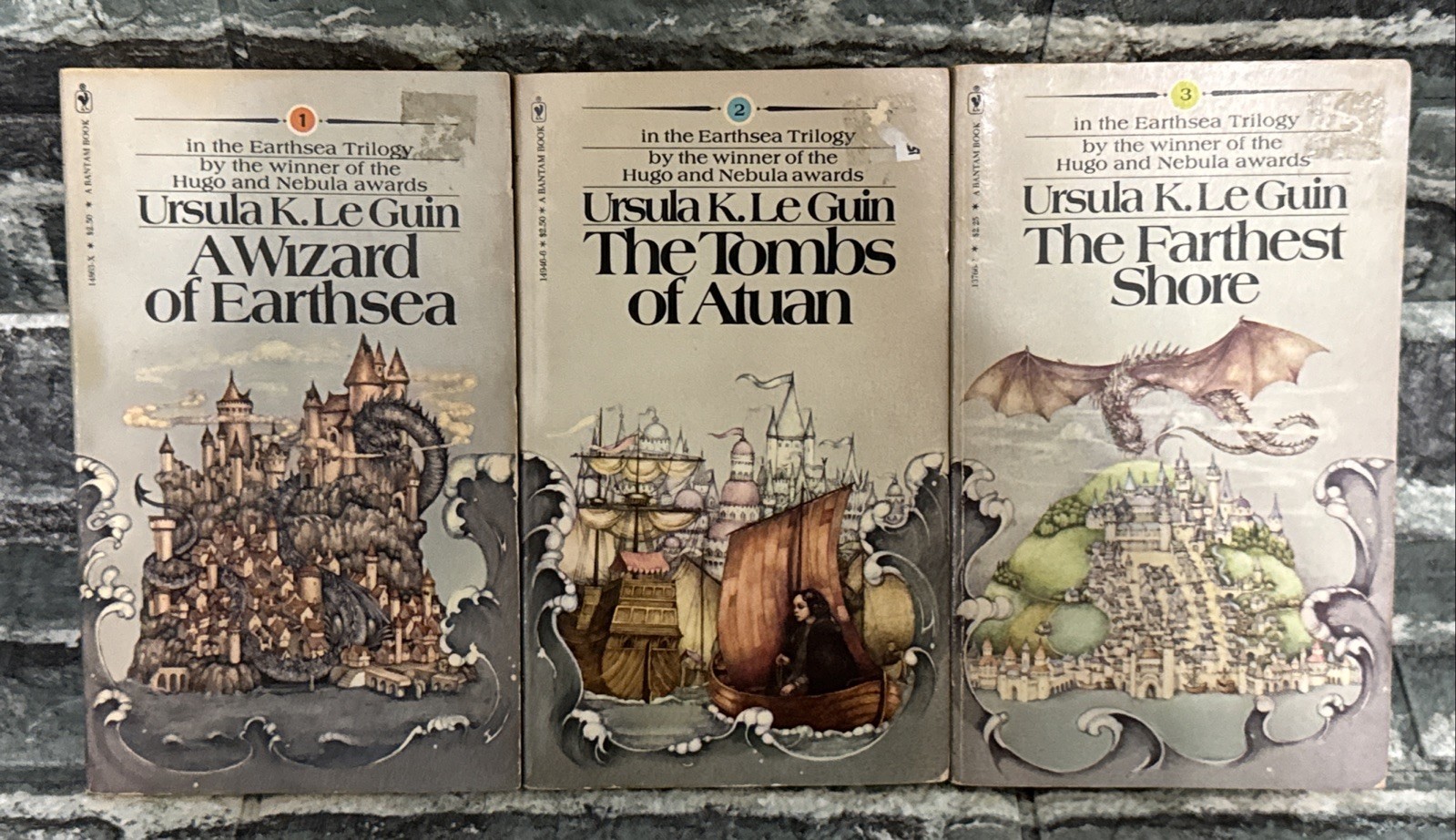 The Earthsea Trilogy by Ursula K. Le Guin Bantam Books 1980 from Box Set MMPB