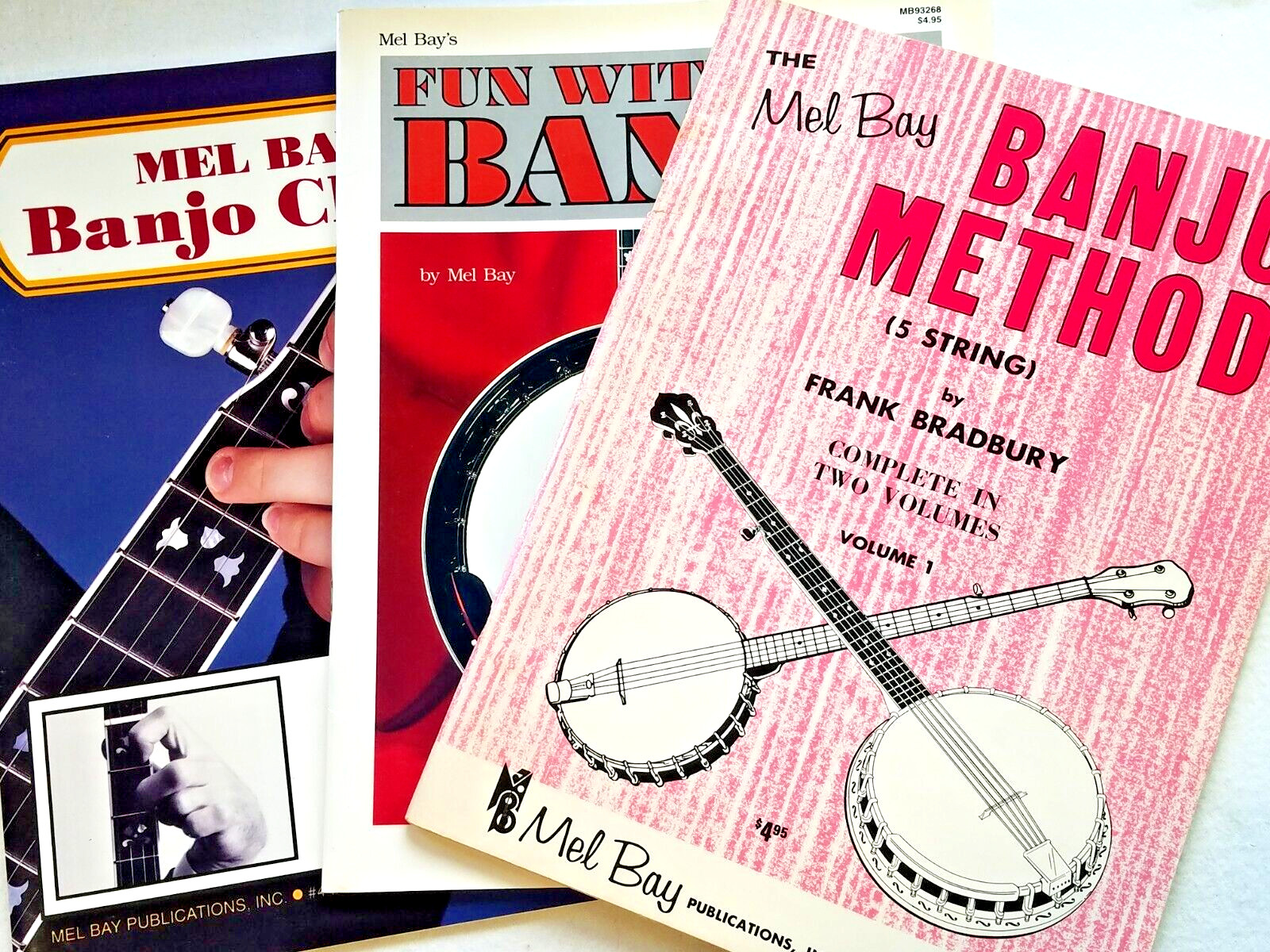 lot 3 Mel Bay BANJO Instruction booklet 1960s-70s 136 pages Method Chords & Fun