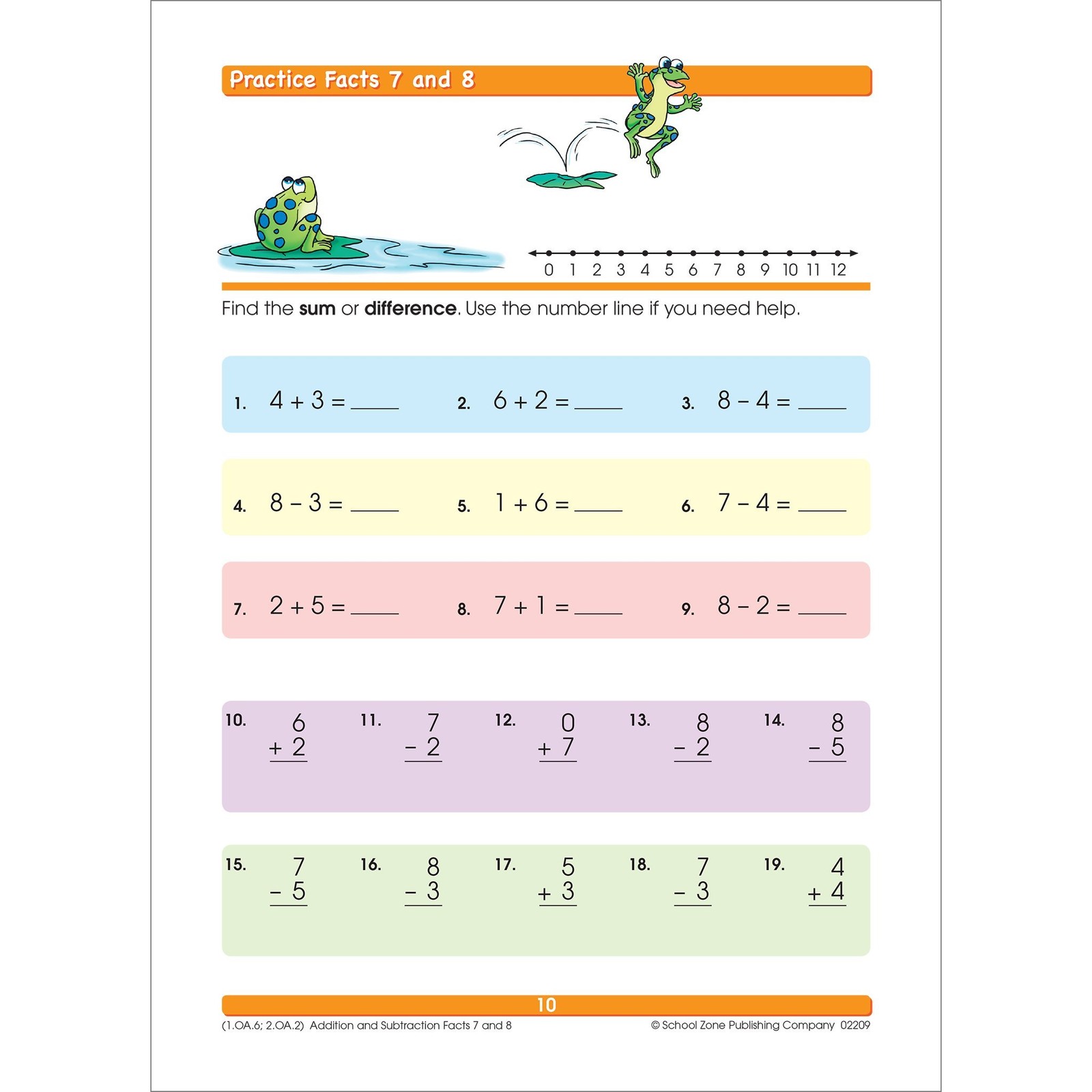 School Zone Addition & Subtraction Workbook: 64 Pages, 1st Grade, Multicolor