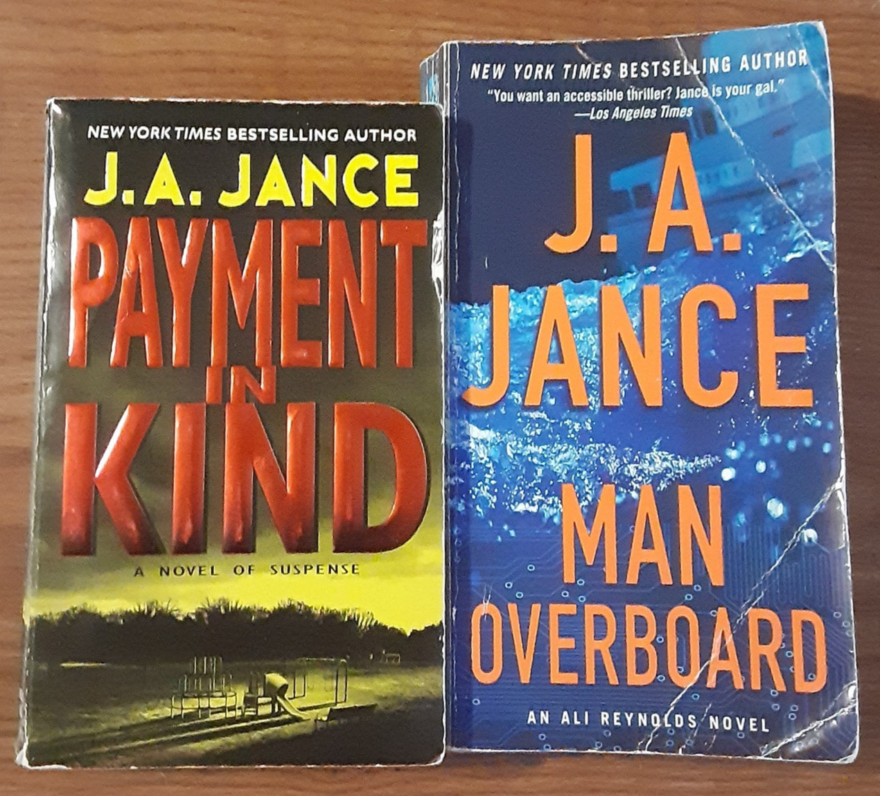 J.A. Jance LOT of 2 PB Books Payment in Kind & Man Overboard paperback mystery
