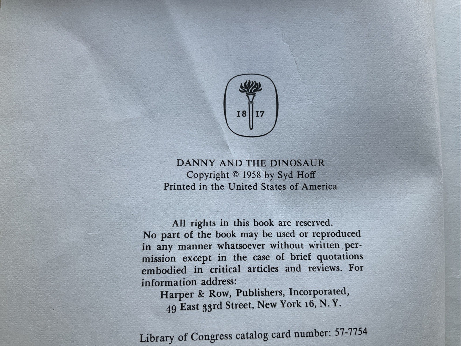 Danny and the Dinosaur Syd Hoff 1958 Harper & Row Weekly Reader’s Hardcover