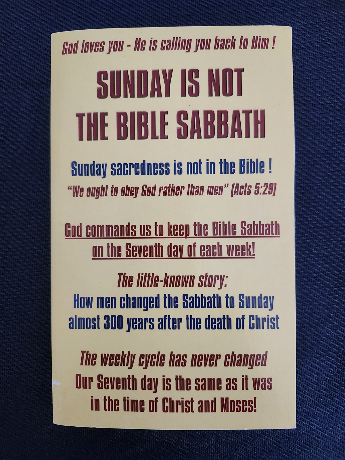 SUNDAY IS NOT THE BIBLE SABBATH BY VANCE FERRELL, COMPACT SOFTCOVER NEW.