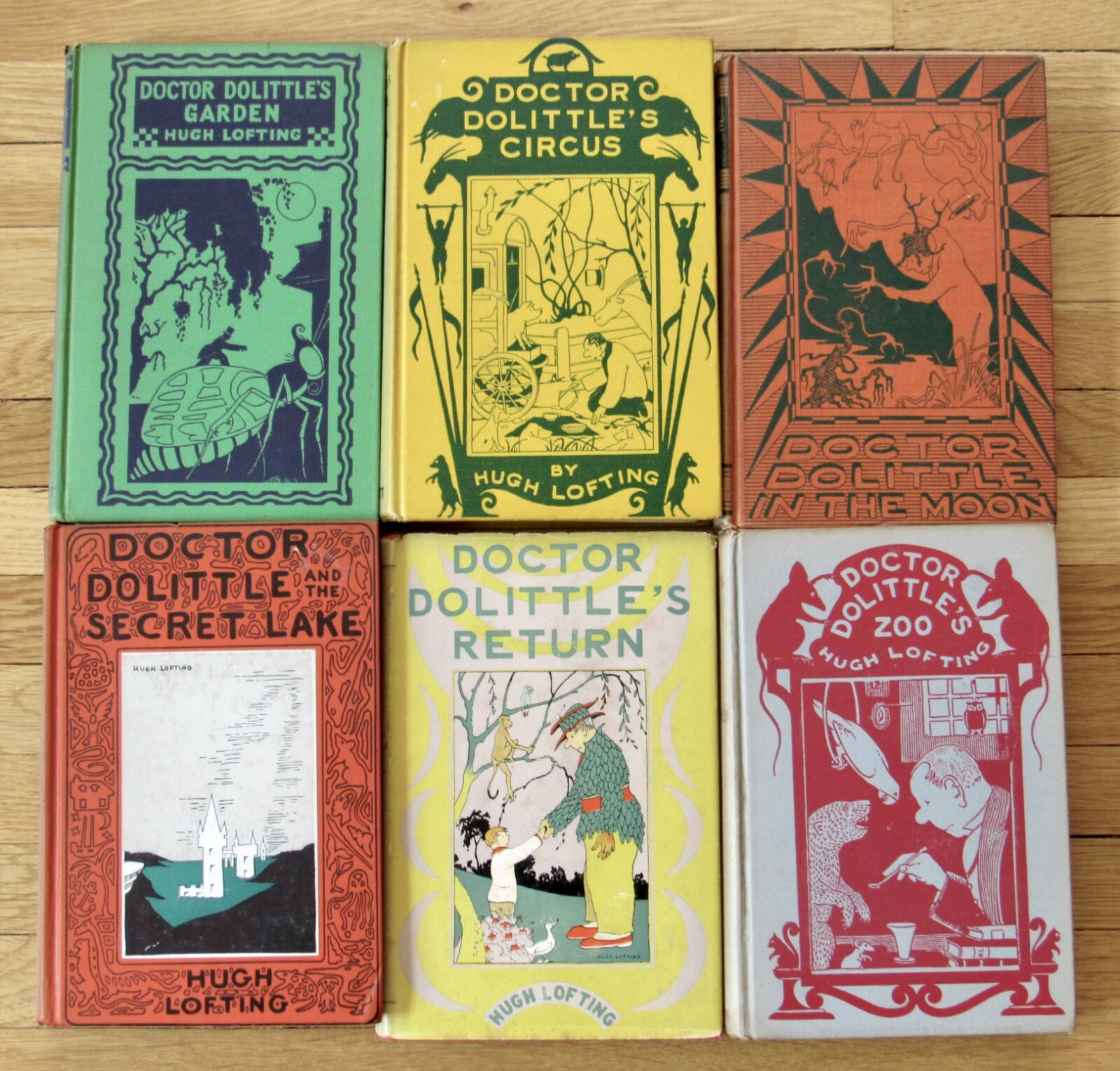 Lot 6 DOCTOR DOLITTLE Vintage Books Hugh Lofting Garden Return Zoo Moon Circus