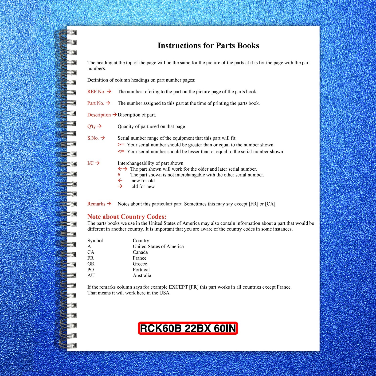 KUBOTA RCK60B-22BX 60in Mower Parts Manual – STEEL WIRE BOUND – TOUGH COVERS