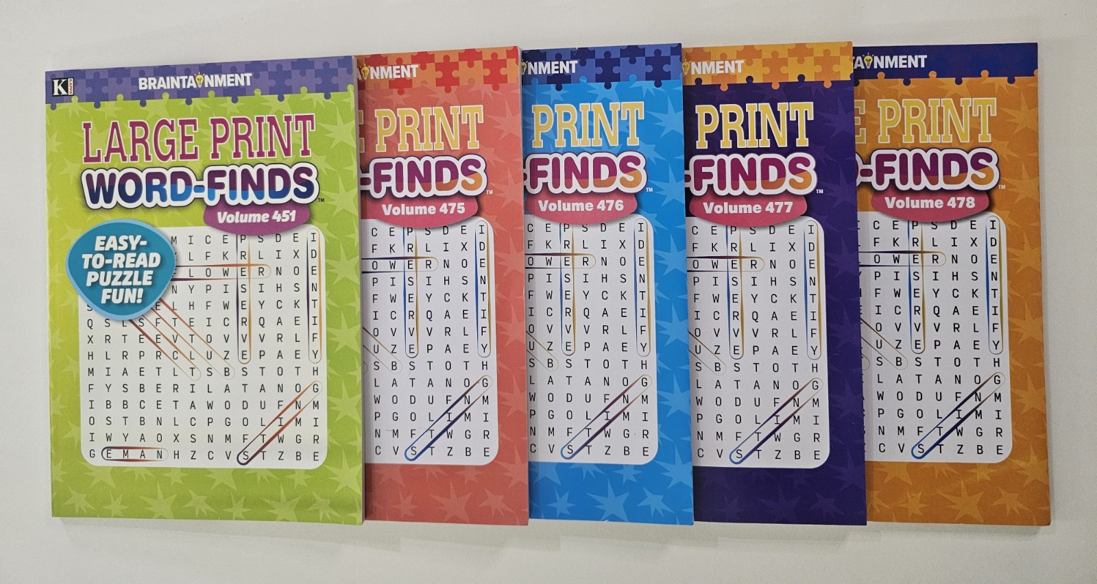 5 New Large Print Word-Finds Puzzle Books Kappa Games Vol #451-478 ~ Search,Hunt
