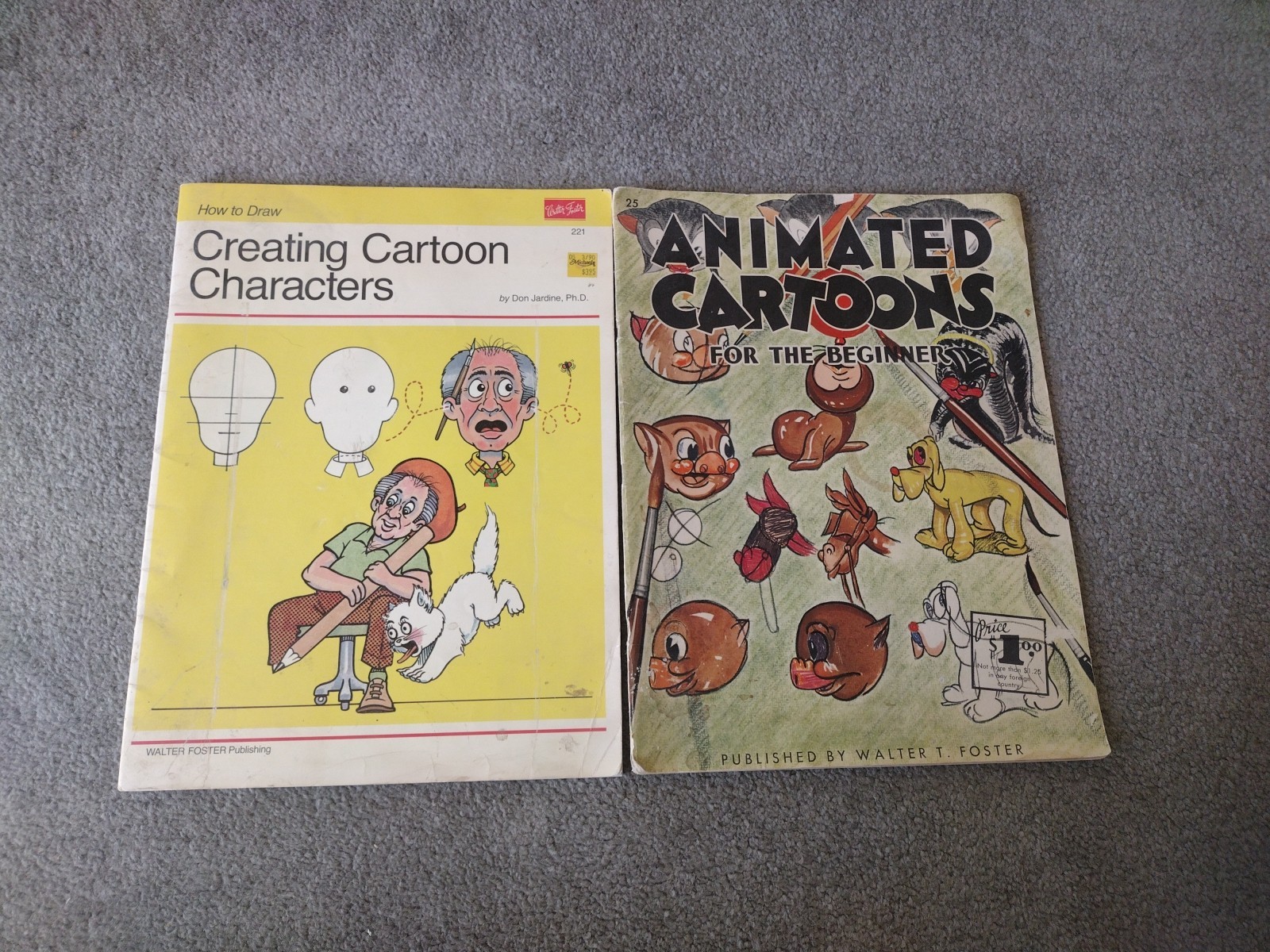 Animated Cartoons For The Beginner By Walter T. Foster Art Book #25 & #221 Books