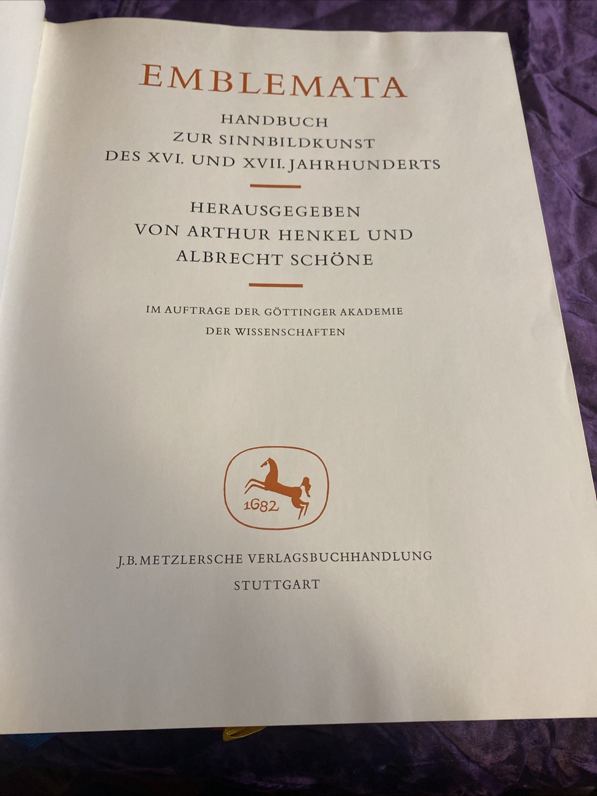 Emblemata: Handbook Of Symbolic Art Of The 16th & 17th Century (1967, HC) German
