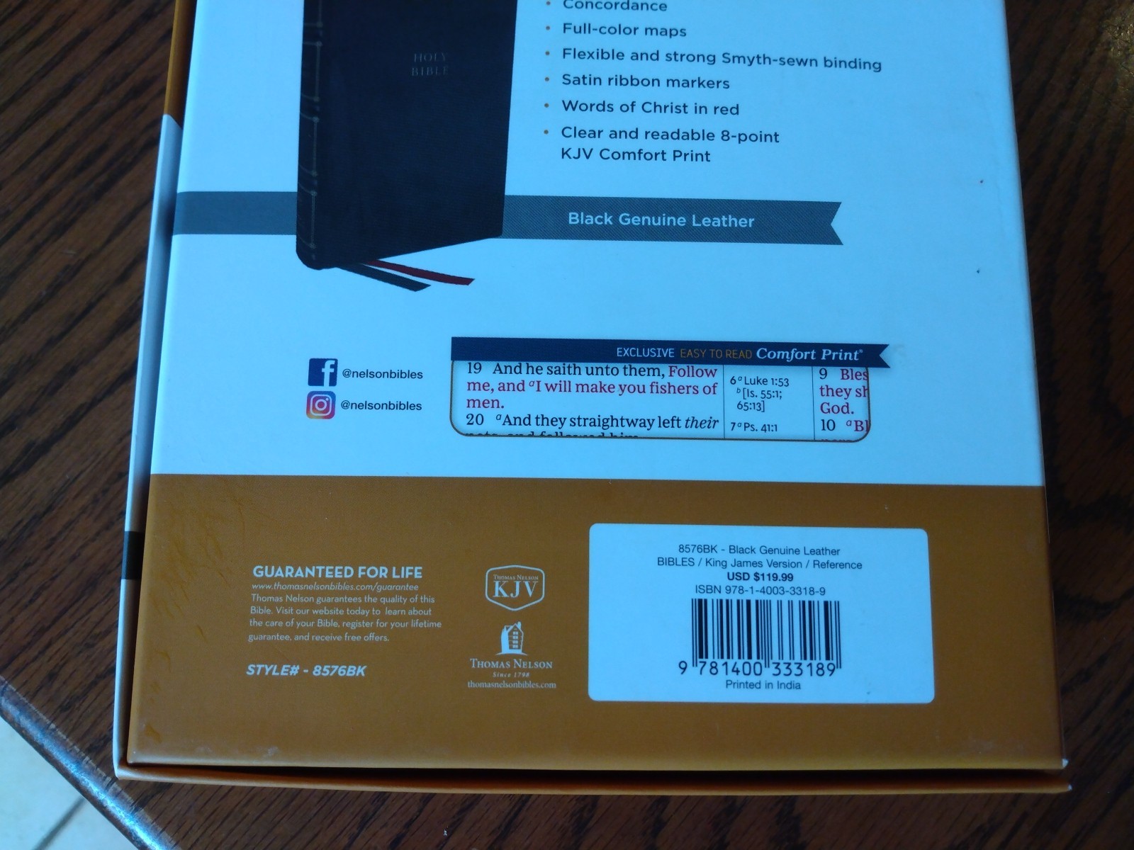 KJV Compact Bible Center Column Ref. ~Retail $119.99~ Black Genuine Leather Rib