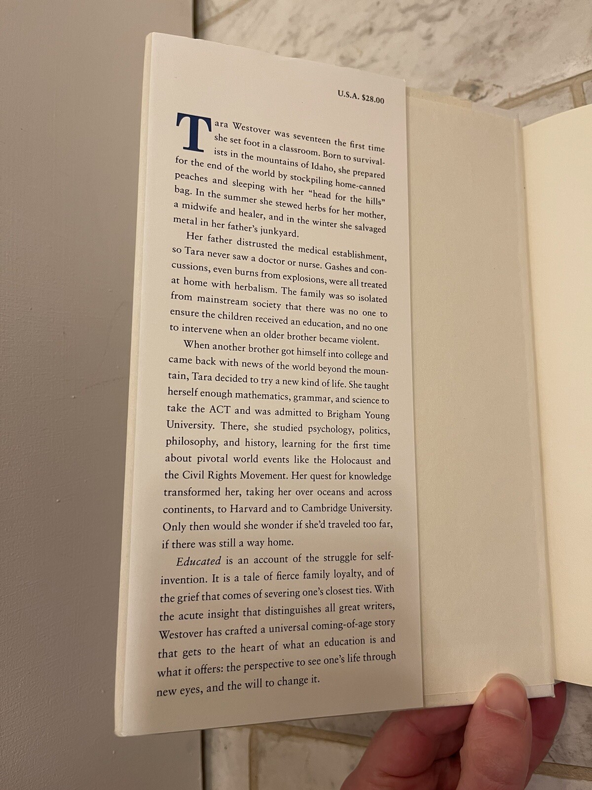 Educated A Memoir : Tara Westover NYT Best Book Very Good Hardcover 2018 Nonfic