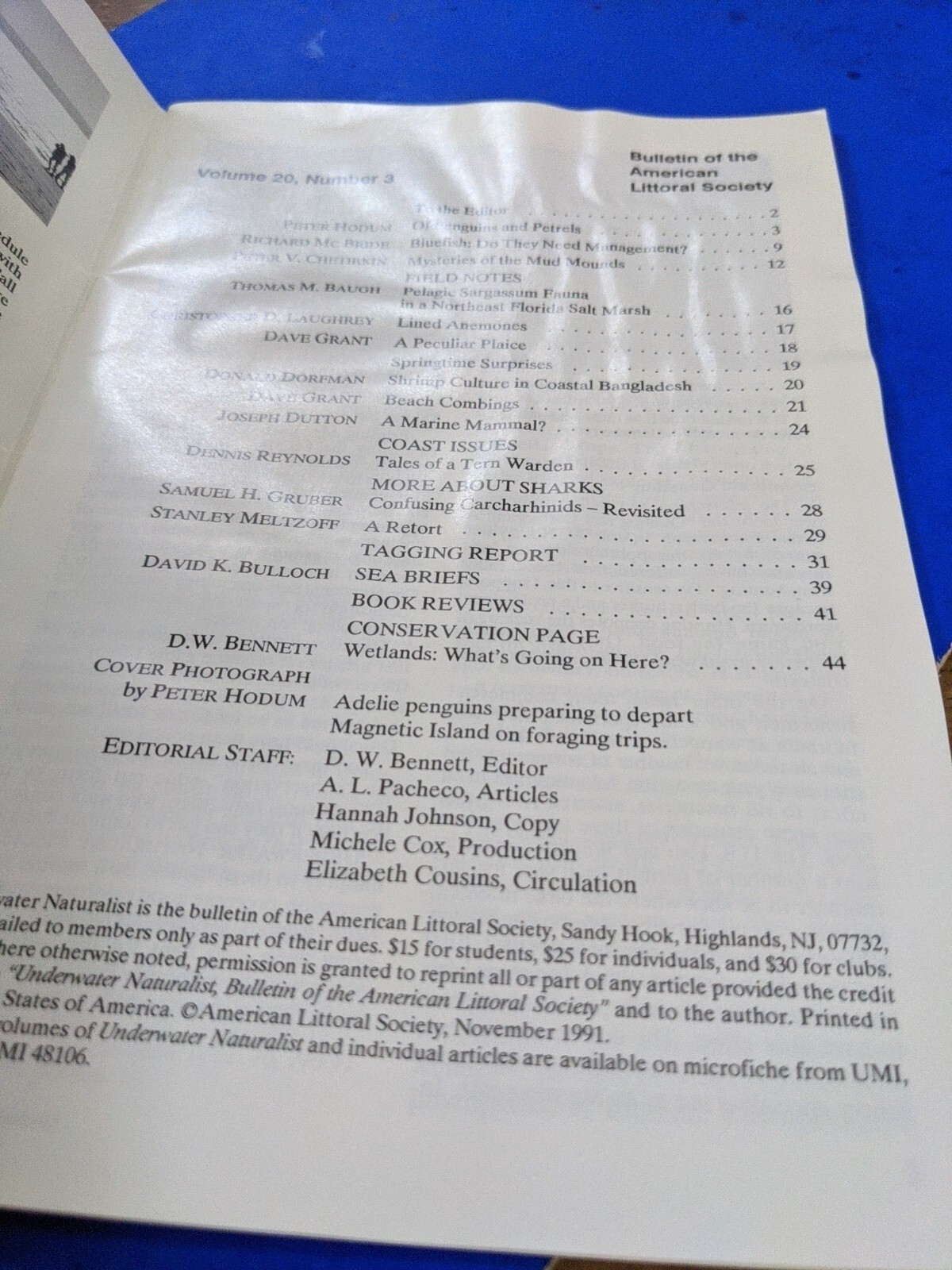 1991 Underwater Naturalist Paperback Booklet 44 Pages
