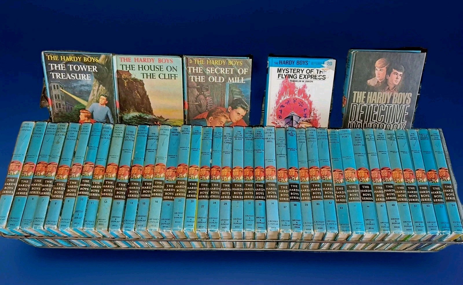 Vintage 1960s–1970s Hardy Boys Books Lot of 43 Grosset & Dunlap Blue Spine