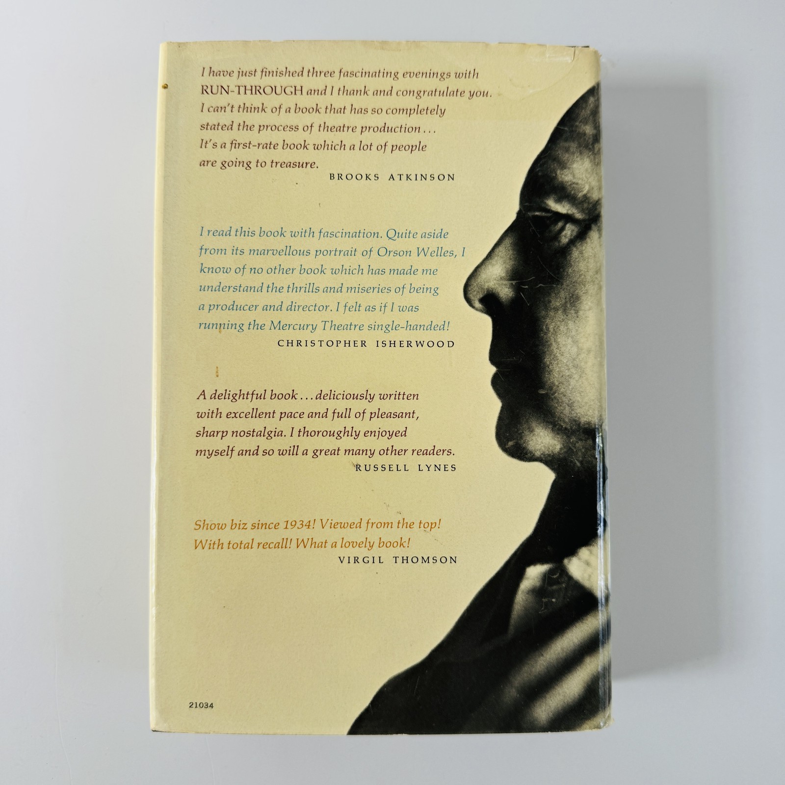 Run-Through – John Houseman 1972 Second Printing Simon and Schuster Memoir