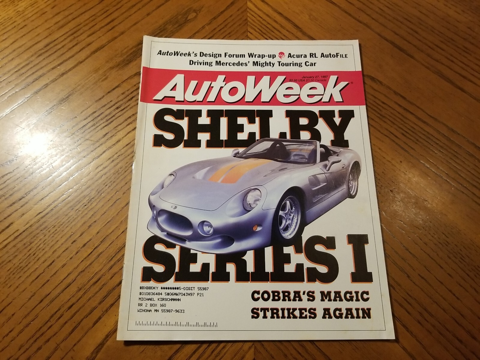 Autoweek Magazine JANUARY 27, 1997 SHELBY SERIES I COBRAS MAGIC STRIKES AGIAN