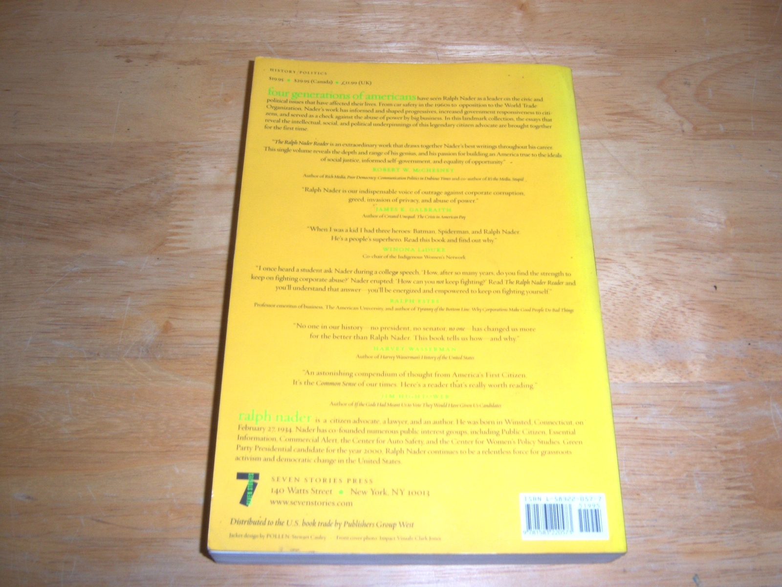 Ralph Nader The Ralph Nader Reader 2000 Seven Stories Press 1st 4to SC VG+