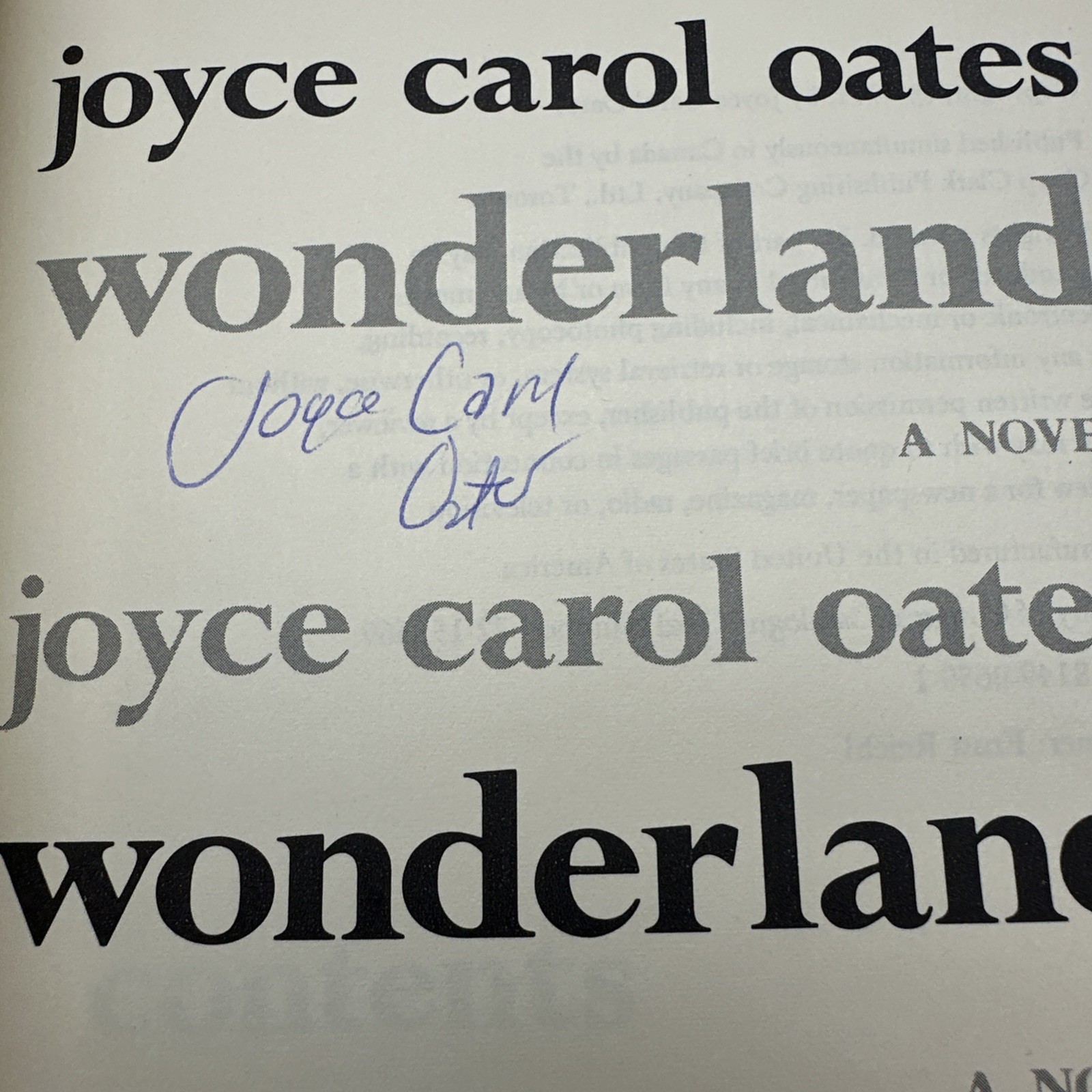 Wonderland Joyce Carol Oates 1971 Signed Novel Vanguard Press (32-14)