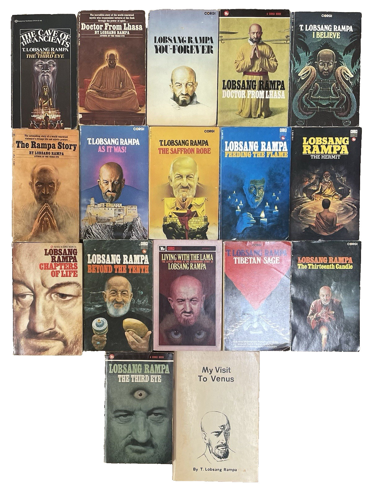 Lot 17 Lobsang Rampa Paperbacks 1960s – 1980s Myticism, etc.