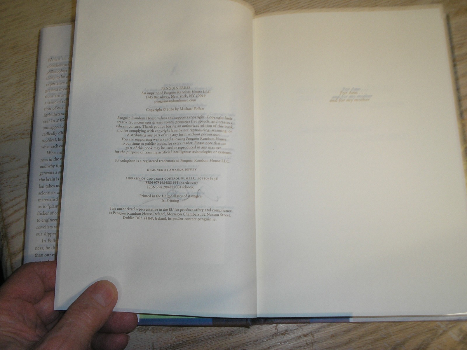 SIGNED (title pg) A WORLD APPEARS by Michael Pollan 2026, Hardcover 1st/1st NEW