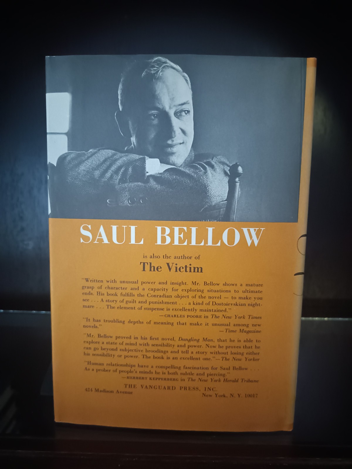 Dangling Man_Saul Bellow_HCDJ_1st / 2nd_1944_Vanguard Press_Ex-library_Vry Gd