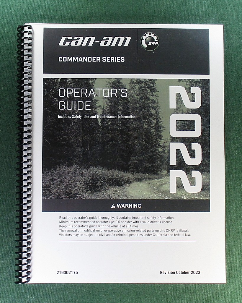 2022 Can-Am Commander DPS 700 Owner’s Manual: 250 Pages & Protective Covers!