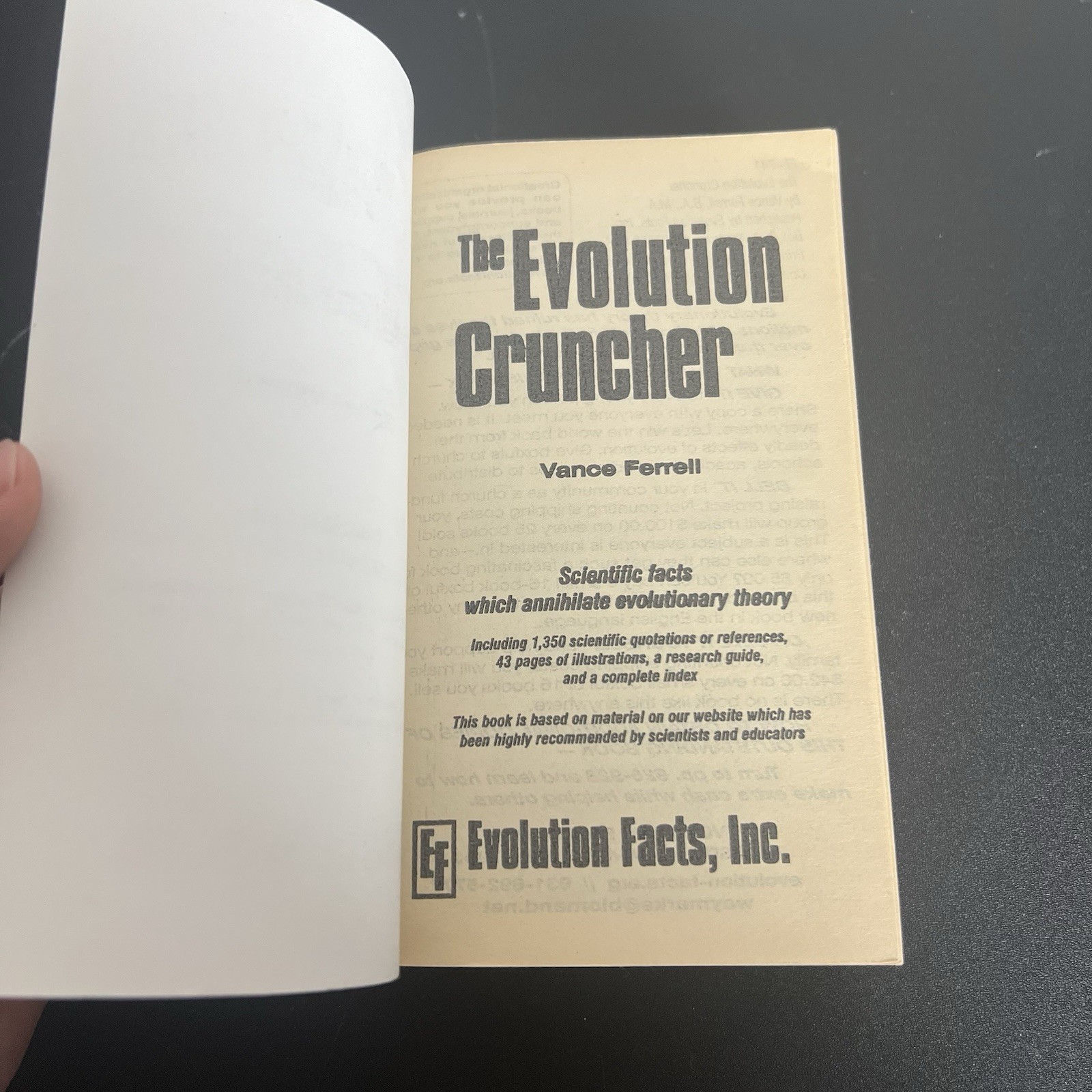 The Evolution Cruncher by Vance Ferrell (PB) Creationism Anti Evolution Debate