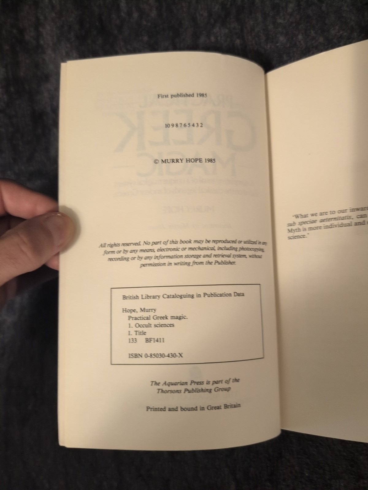 Practical Greek Magic: A Complete Manual … by Murry Hope PB (1985)